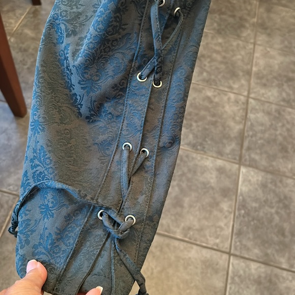 URBAN OUTFITTERS Lace Up dark green Damask print Pants size 4 - Picture 13 of 14